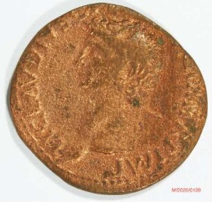 Römische Münze, Nominal As, Prägeherr Claudius I., Prägeort Rom, Original