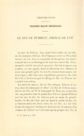 Chapitre XXXIII. Troisième maison héréditaire. Le duc de Tcheou, (prince) de Lou