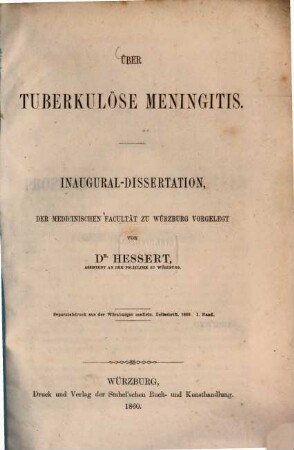 Über tuberkulöse Meningitis