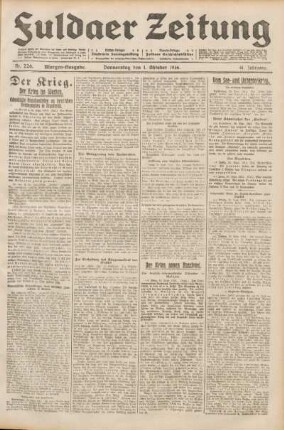 Ausgabe vom Donnerstag, den 01. Oktober 1914.