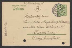 Brief von Joseph Kränzle an Anton Mayer