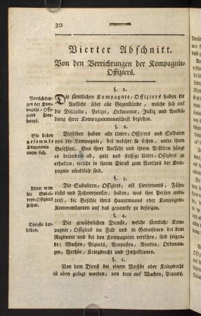 30-51, Vierter Abschnitt. Von der Verrichtungen der Kompagnieoffiziers