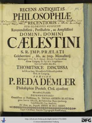 Recens Antiquitas Philosophiae Recentioris