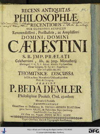 Recens Antiquitas Philosophiae Recentioris