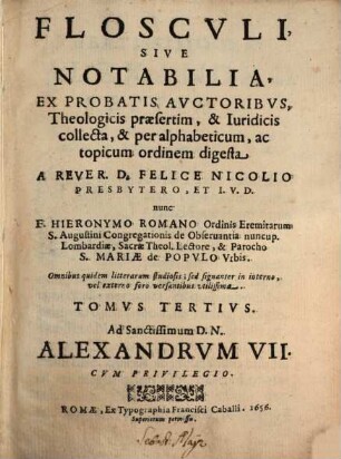 Flosculi, 3. (1656)