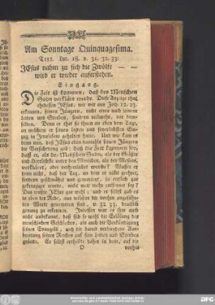 Am Sonntage Quinquagesima. Text. Luc. 18. v. 31. 32. 33.
