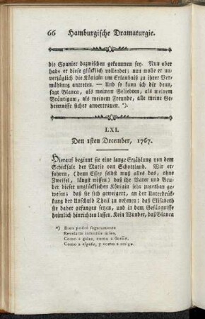 LXI. Den 1sten December, 1767