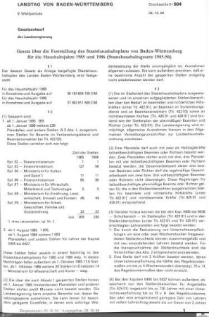 Staatshaushaltsplan 1985-1986