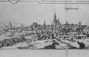 Ortsansicht von Grünberg in Oberhessen aus Wilhelm Dilichs Hessische Chronica, Kassel