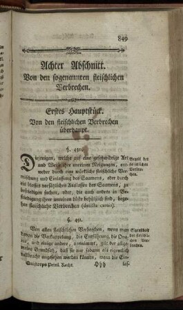 Erstes Hauptstück. - Drittes Hauptstück.