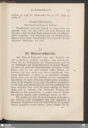 XX. Die Mineral-Schmieröle