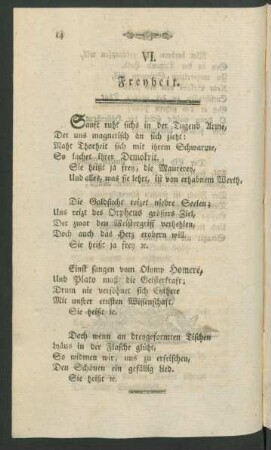 VI. Freyheit.