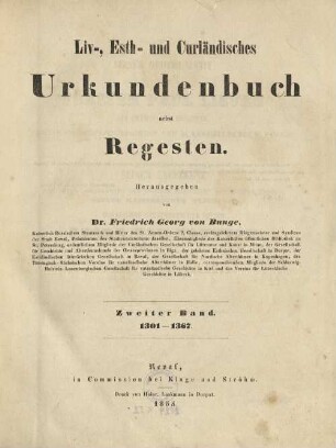 Liv-, est- und kurländisches Urkundenbuch : nebst Regesten, [1. Abteilung]. 1301-1367