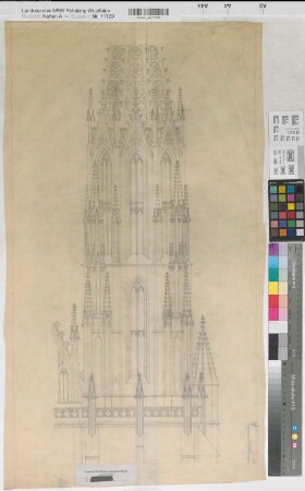 Soest (Soest) Wiesenkirche Umbau der Türme Turmspitze (Südturm) 1928 1 : 50 42 x 81 Zeichnung Staatshochbauamt Soest