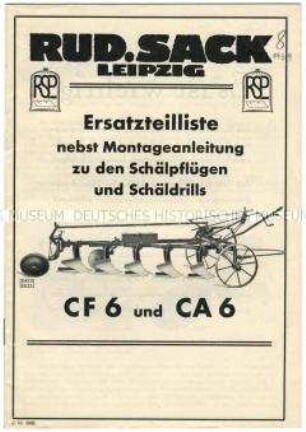 Ersatzteilliste und Montageanleitung für Schälpflüge