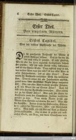 Erster Theil. Von einzelnen Wörtern