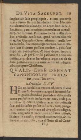 Qualis Esse Debeat Canonicorum Praelatus, puta Decanus.