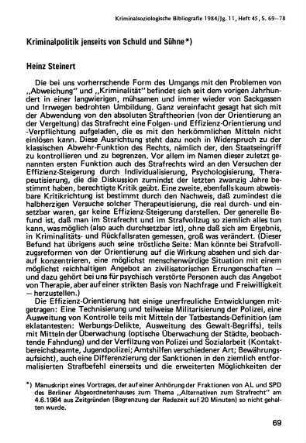 69-78, Kriminalpolitik jenseits von Schuld und Sühne