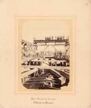 Berlin-Hannoversche Eisenbahn. Elbbrücke, Hämerten: Ansicht der Baustelle
