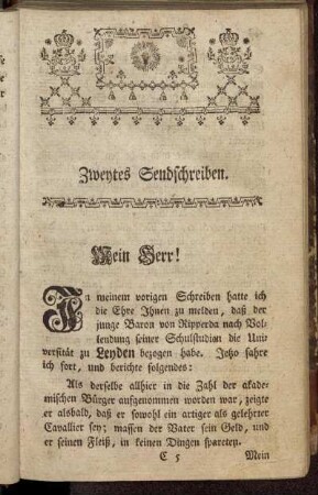 Zweytes Sendschreiben.