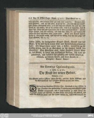 Am Sonntage Quasimodogeniti. 1 Joh. 5, 4-10. Die Kraft der neuen Geburt.