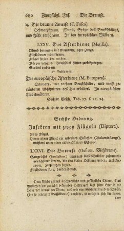 Sechste Ordnung. Insekten mit zwey Flügeln