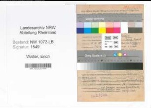 Entnazifizierung Erich Walter , geb. 11.12.1899 (Beamter)