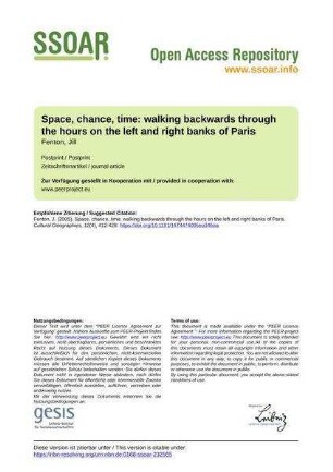 Space, chance, time: walking backwards through the hours on the left and right banks of Paris