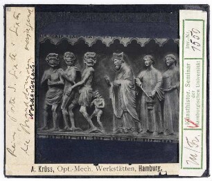 Reims, Kathedrale: Nordquerhaus, Sixtusportal, Sixtus verjagt die Branddämonen