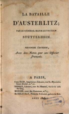 La bataille d'Austerlitz