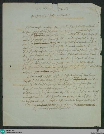 Briefe von Vinzenz Lachner an das Großherzogliche Theater-Komitee - K 2917, 4; 6-8, 10