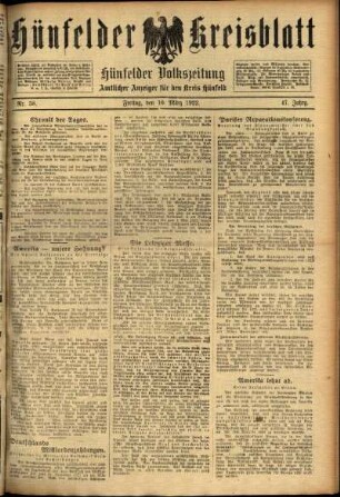 Ausgabe vom Freitag, den 10. März 1922.