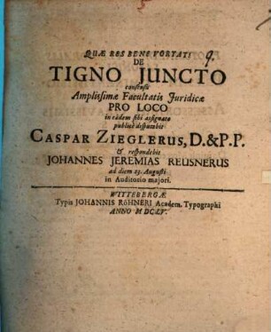 De tigno iuncto, disp.