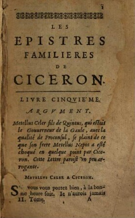 IV. Livres Des Epistres Familieres De Ciceron. 2