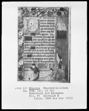 Gebetbuch mit Kalender — Drei spielende Kinder, Folio 81recto
