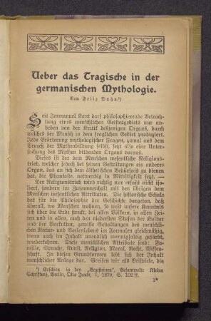Ueber das Tragische in der germanischen Mythologie
