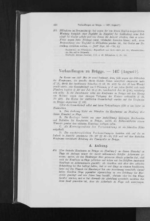 Verhandlungen zu Brügge. - 1417 [August?].