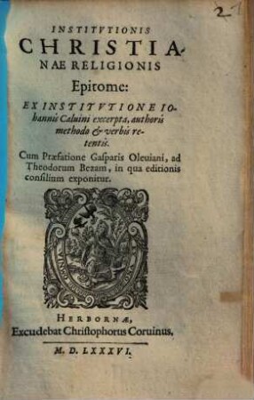 Institutionis Christianae Religionis Epitome
