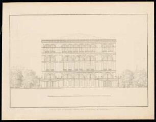 Schauspielhaus, Hamburg: Aufriss Eingangsseite (aus: Sammlung Architektonischer Entwürfe, Berlin 1858)