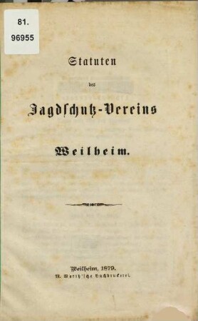 Statuten des Jagdschutz-Vereins Weilheim