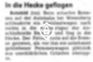 In die Hecke geflogen