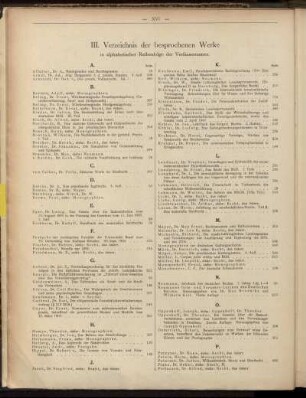 III. Verzeichnis der besprochenen Werke