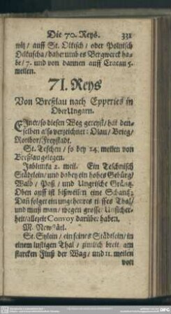 71. Reys. Von Breßlau nach Epperies in OberUngarn