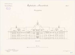 Universität Breslau Klinische Neubauten. Psychiatrische und Nervenklinik: Hauptgebäude: Ostansicht 1:150
