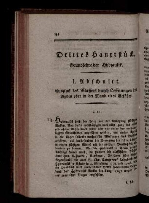 Drittes Hauptstück. Grundlehre der Hydraulik.