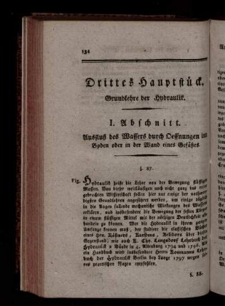 Drittes Hauptstück. Grundlehre der Hydraulik.