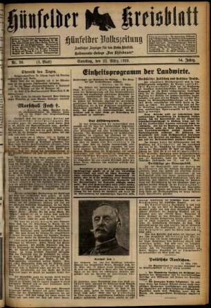 Erste Ausgabe vom Samstag, den 23. März 1929.
