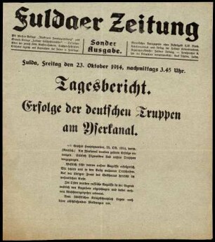 Ausgabe vom Freitag, den 23. Oktober 1914.