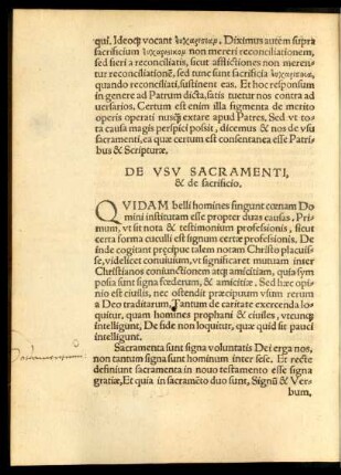 De Usu Sacramenti, & de sacrificio.