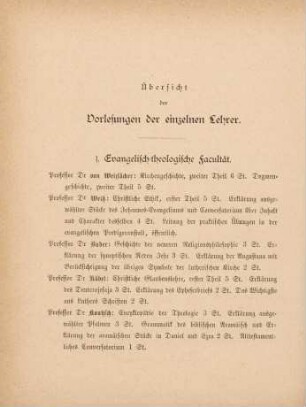 22-30, Übersicht der Vorlesungen der einzelnen Lehrer